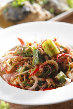 Taze sebzeli ve otlu renkli salata.