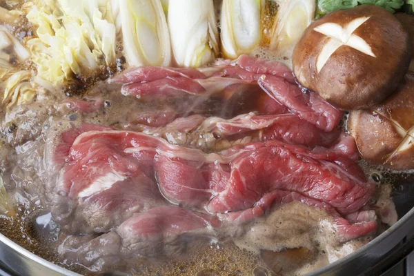 Sukiyaki Hot Pot Leckeres Japanisches Essen — Stockfoto