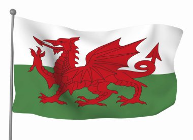 Galler bayrak şablonu. Yatay dalgalanma bayrağı, arkaplanda izole