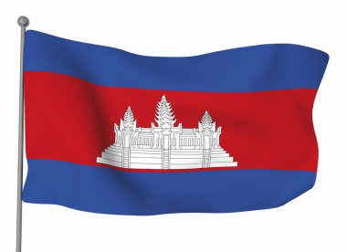 Kamboçya bayrak şablonu. Yatay dalgalanma bayrağı, arkaplanda izole