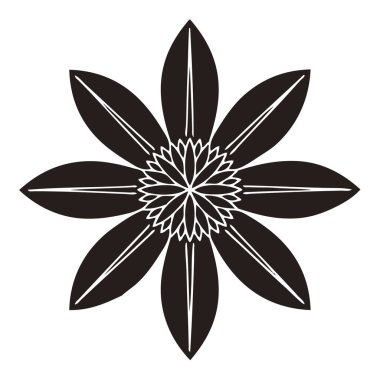 Beyaz arkaplanda siyah çiçek logosu 