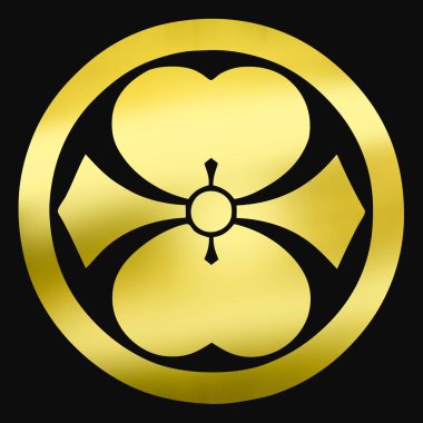 Siyah arkaplanda altın çiçekli logo 