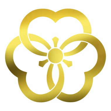 Beyaz arka planda izole edilmiş altın çiçek logosu