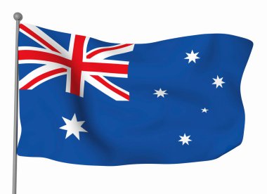 Avustralya bayrak şablonu. Yatay dalgalanma bayrağı, arkaplanda izole