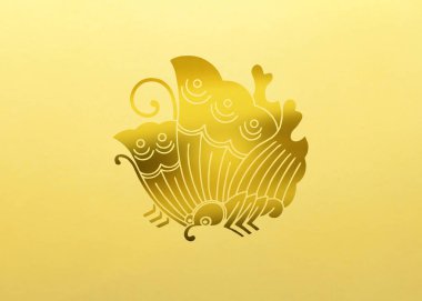 Sarı arka planda altın logo. Web tasarımı için dekoratif öge