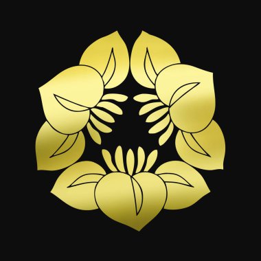 Siyah arkaplanda altın çiçek