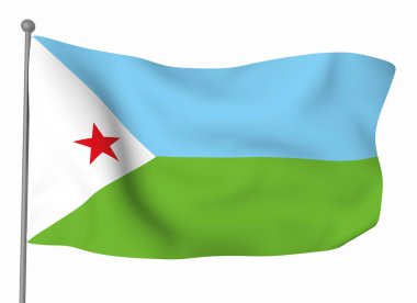 Cibuti bayrak şablonu. Yatay dalgalanma bayrağı, arkaplanda izole