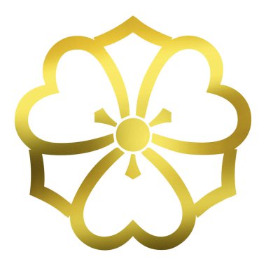 Beyaz arka planda izole edilmiş altın çiçek logosu