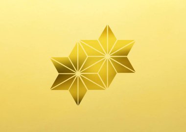 Geleneksel Japon aile arması logosu altın rengi gösteriyor