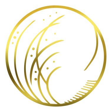 Beyaz arka planda izole edilmiş altın çiçek logosu