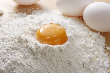 Pişirmek için arkaplan, un ve yumurta