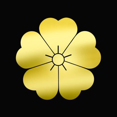 Siyah arkaplanda altın çiçekli logo 