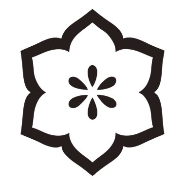 Beyaz arkaplanda siyah çiçek logosu 