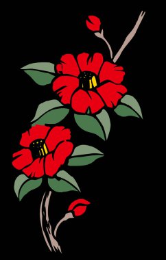 Siyah arkaplanda güzel kırmızı çiçekler 