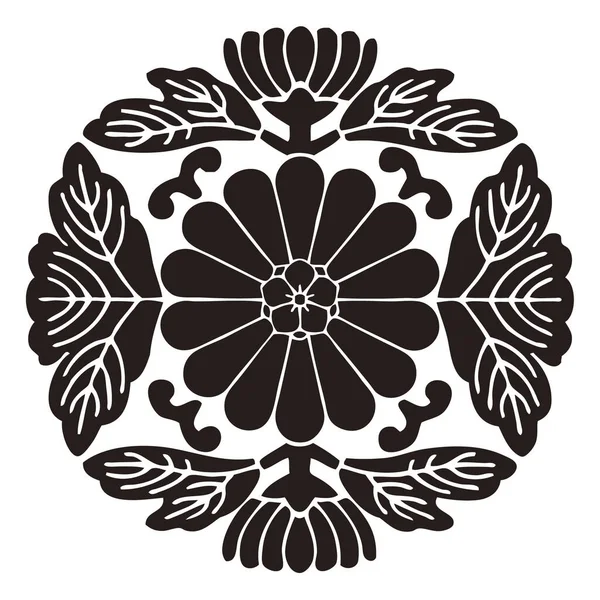 Logo Floral Noir Isolé Sur Fond Blanc — Photo