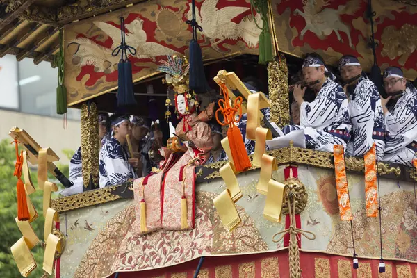Gion Matsuri Festival Yamaboko Junko Procession Lidé Táhnoucí Velké Dřevěné — Stock fotografie