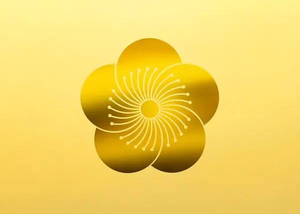 Golden Floral Logo Yellow Background — Stock Photo, Image