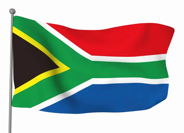Sydafrikas Flaggmall Horisontell Viftande Flagga Isolerad Bakgrunden — Stockfoto