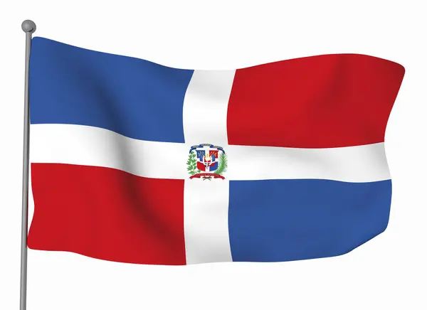 Modello Bandiera Della Repubblica Dominicana Bandiera Sventolante Orizzontale Isolata Sullo — Foto Stock