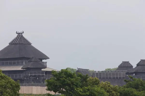 吉野成歴史公園について 佐賀県の優れた考古学遺跡 遊園地は弥生時代からの大きな集落をカバーしています — ストック写真