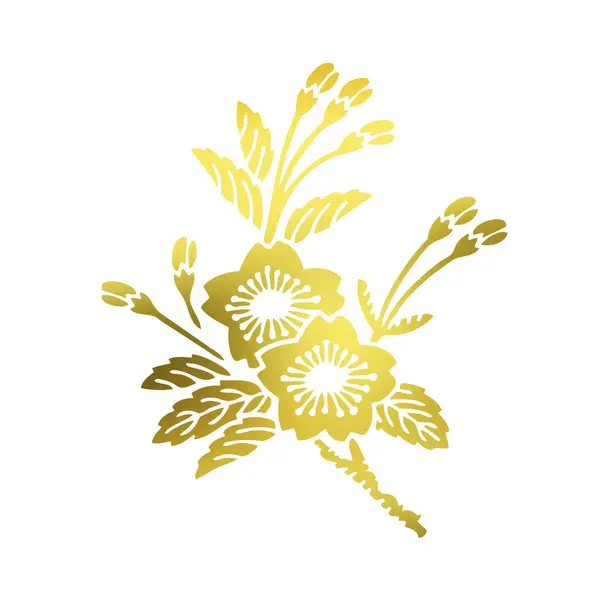 Złote Logo Kwiatowe Izolowane Białym Tle — Zdjęcie stockowe