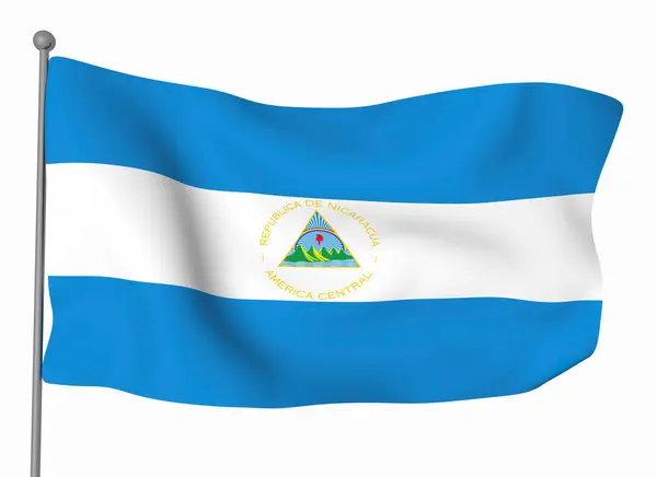 Nicaragua Vlag Sjabloon Horizontale Wuivende Vlag Geïsoleerd Achtergrond — Stockfoto