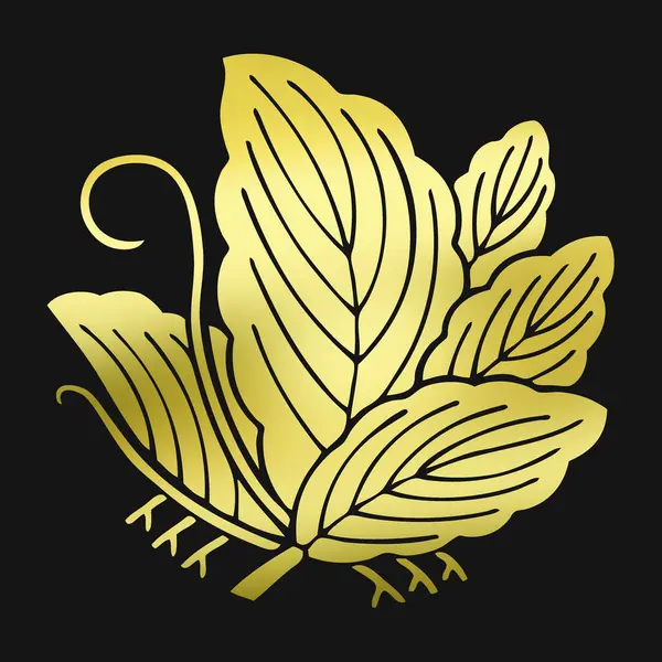 Gouden Bloemen Logo Zwarte Achtergrond — Stockfoto