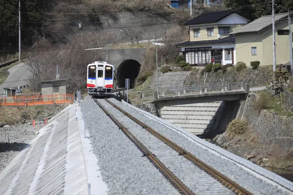 stock image train on a railroad track.