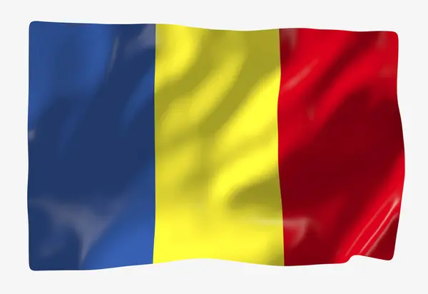 Plantilla Bandera Rumania Bandera Ondulante Horizontal Aislada Sobre Fondo — Foto de Stock