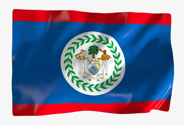 Modelo Bandeira Belize Bandeira Ondulada Horizontal Isolada Fundo — Fotografia de Stock