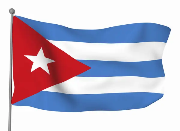 Modello Bandiera Cubana Bandiera Sventolante Orizzontale Isolata Sullo Sfondo — Foto Stock