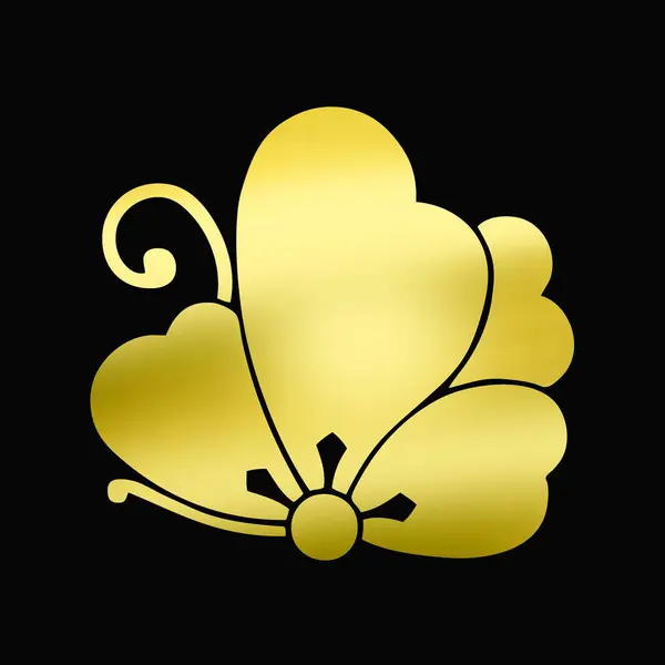Złoty Kwiat Ikona Czarnym Tle — Zdjęcie stockowe