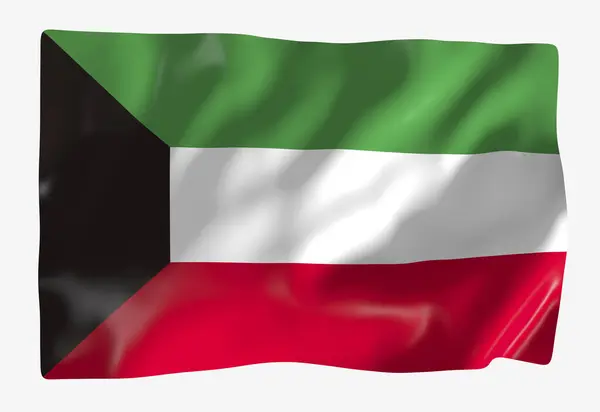 Modello Bandiera Kuwait Bandiera Sventolante Orizzontale Isolata Sullo Sfondo — Foto Stock