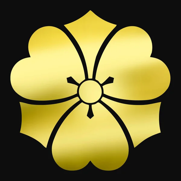Logo Floral Doré Sur Fond Noir — Photo