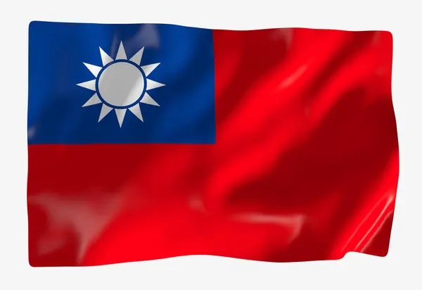 Taiwans Flaggmall Horisontell Viftande Flagga Isolerad Bakgrunden — Stockfoto
