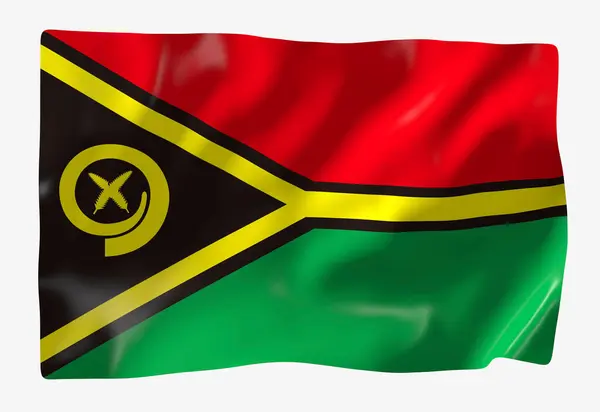 Modelo Bandeira Vanuatu Bandeira Ondulada Horizontal Isolada Fundo — Fotografia de Stock