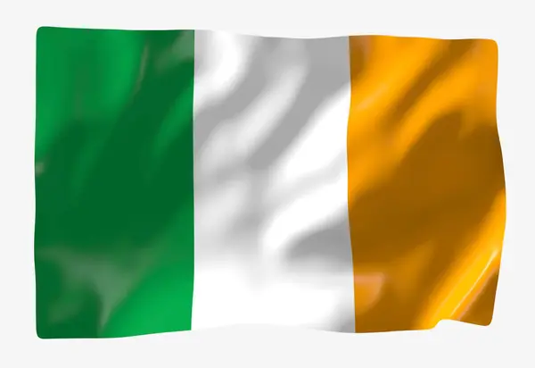 Ireland Flag Template Horizontal Waving Flag Isolated Background — Stock Photo, Image