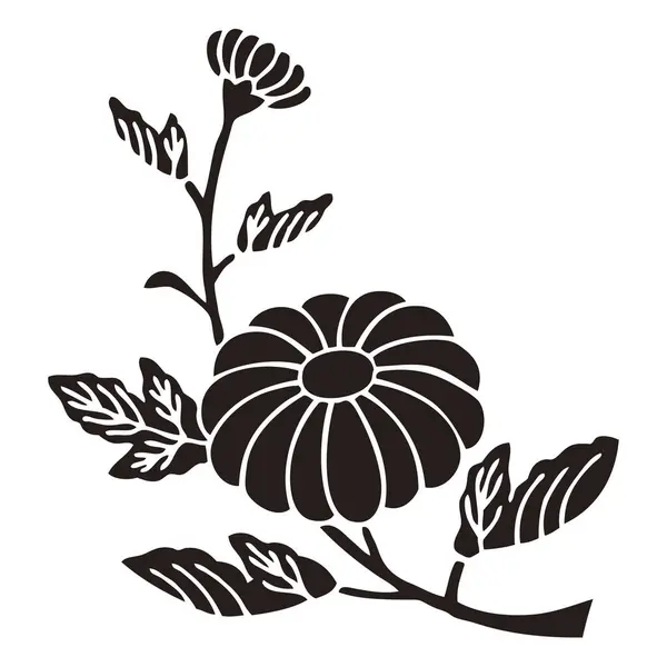 Logotipo Floral Negro Aislado Sobre Fondo Blanco — Foto de Stock