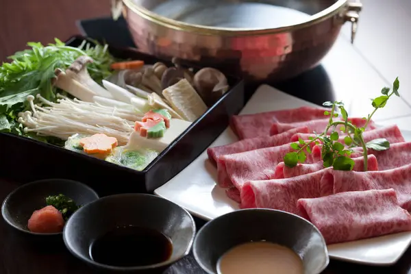 Delicioso Shabu Shabu Comida Japonesa —  Fotos de Stock