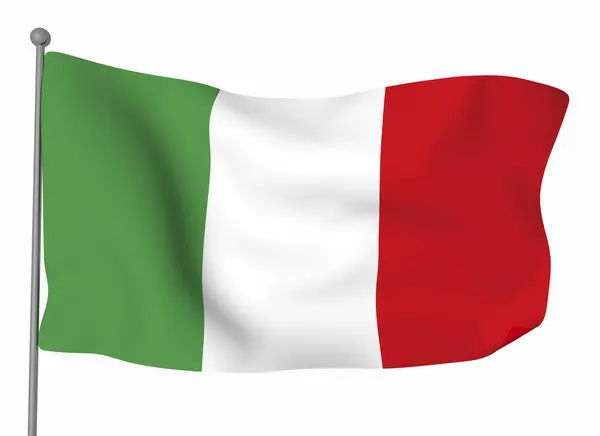Шаблон Флага Италии Горизонтальный Флаг Махания Изолированный Заднем Плане — стоковое фото