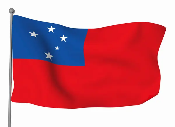 Modello Bandiera Samoa Bandiera Sventolante Orizzontale Isolata Sullo Sfondo — Foto Stock