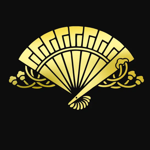 Traditional Japanese Family Crest Logo Illustration Golden Color Black Background — Stock Photo, Image
