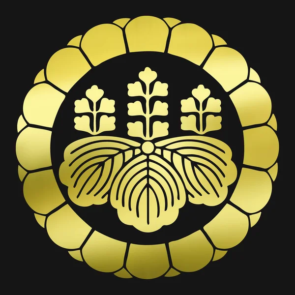 Zlaté Květinové Logo Černém Pozadí — Stock fotografie