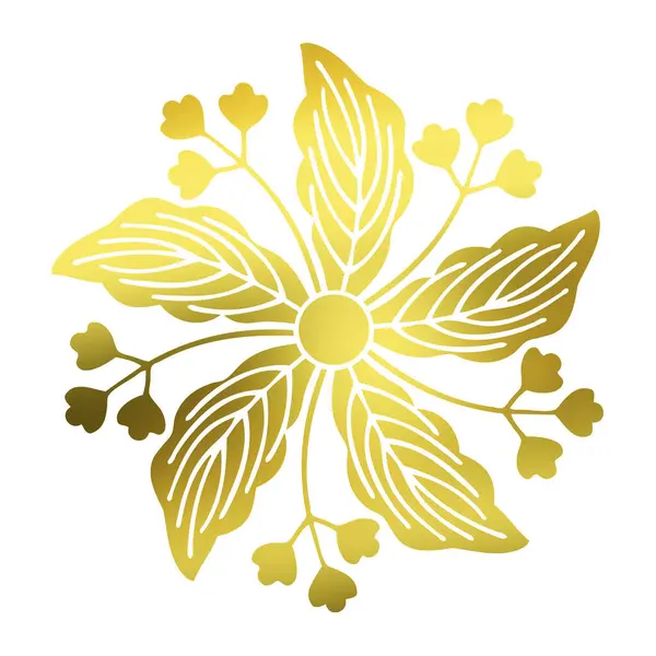 Gouden Bloemen Logo Geïsoleerd Witte Achtergrond — Stockfoto