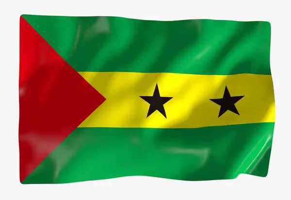 Modello Bandiera Dell Isola Sao Tome Principe Bandiera Sventolante Orizzontale — Foto Stock