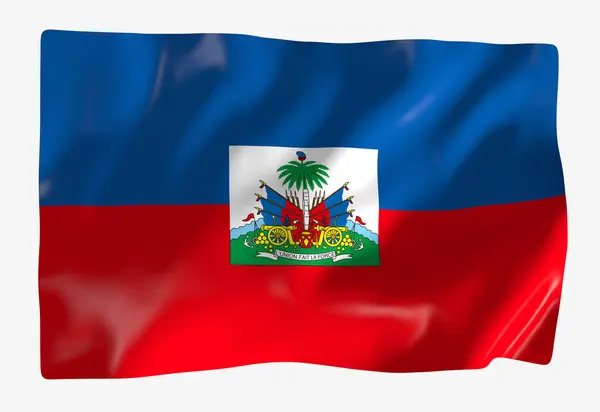 Haitisk Flaggmall Horisontell Viftande Flagga Isolerad Bakgrunden — Stockfoto