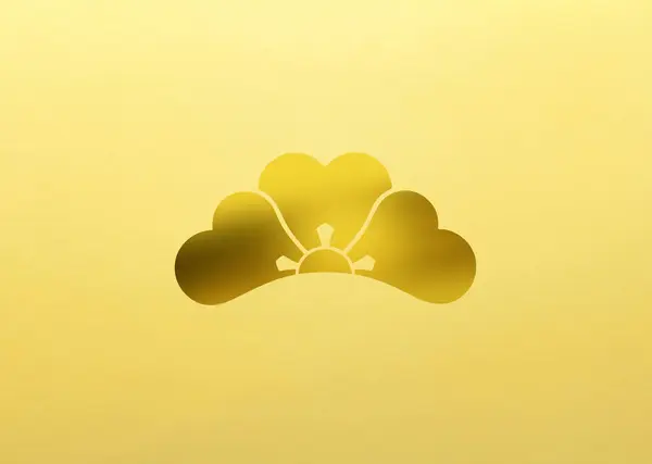 Zlaté Rostlinné Logo Žlutém Pozadí Odznak Motivu Květin — Stock fotografie