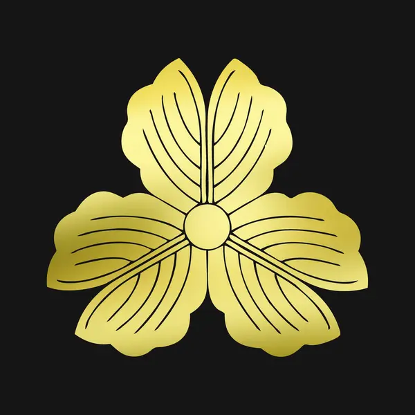 Guld Blommor Logotyp Svart Bakgrund — Stockfoto