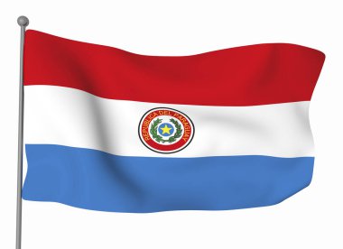 Paraguay bayrak şablonu. Yatay dalgalanma bayrağı, arkaplanda izole