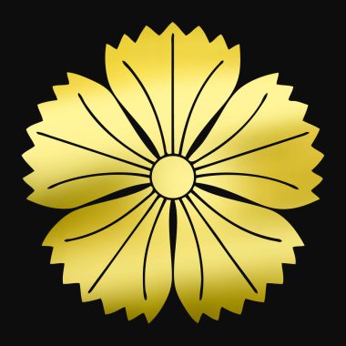 Siyah arkaplanda altın çiçek çizimi